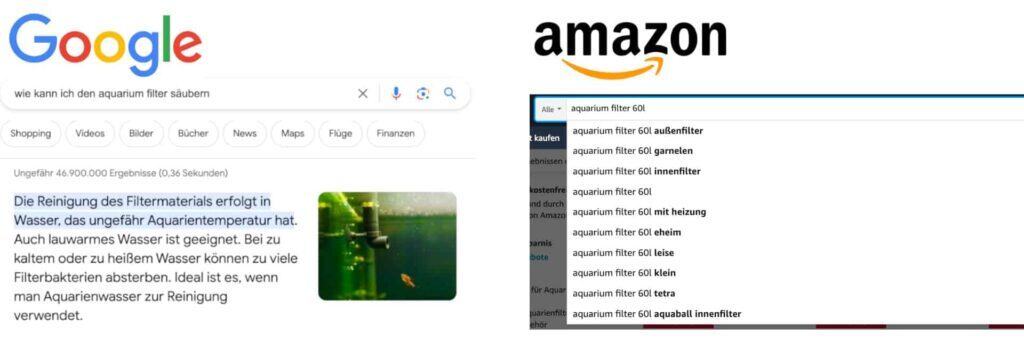 Suchintension Amazon vs Google