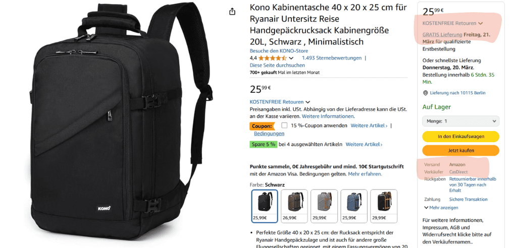 product listing versand durch amazon